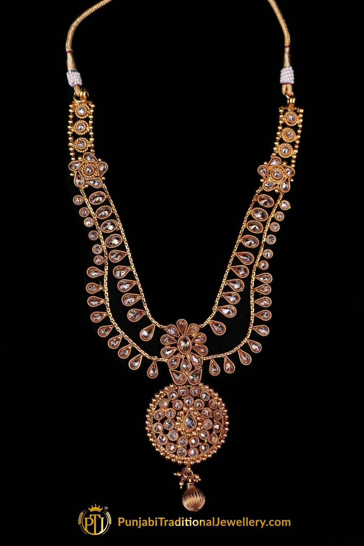 Ilam Maroon Polki Necklace Set By Punjabi Traditional Jewellery
