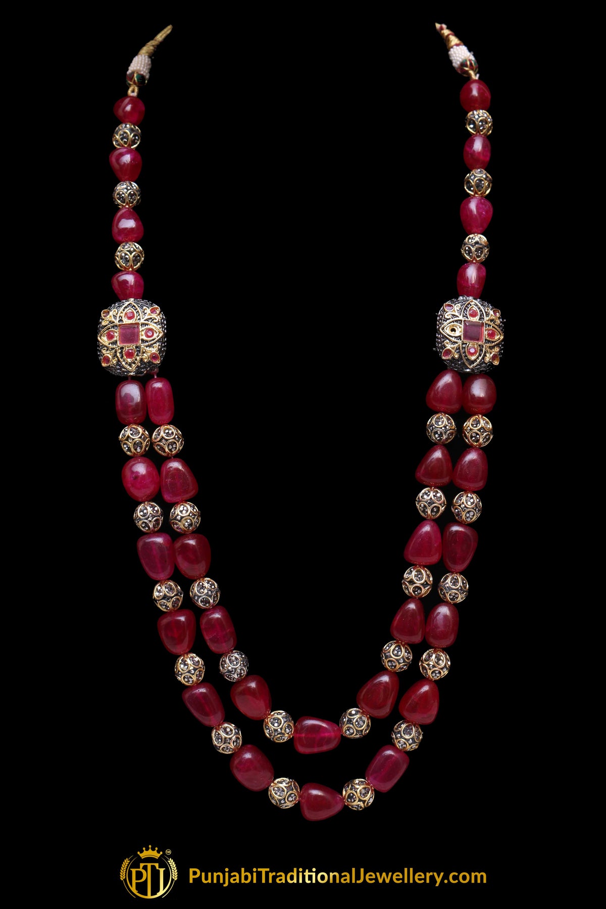 Red Mala Necklace Set By Punjabi Traditional Jewellery