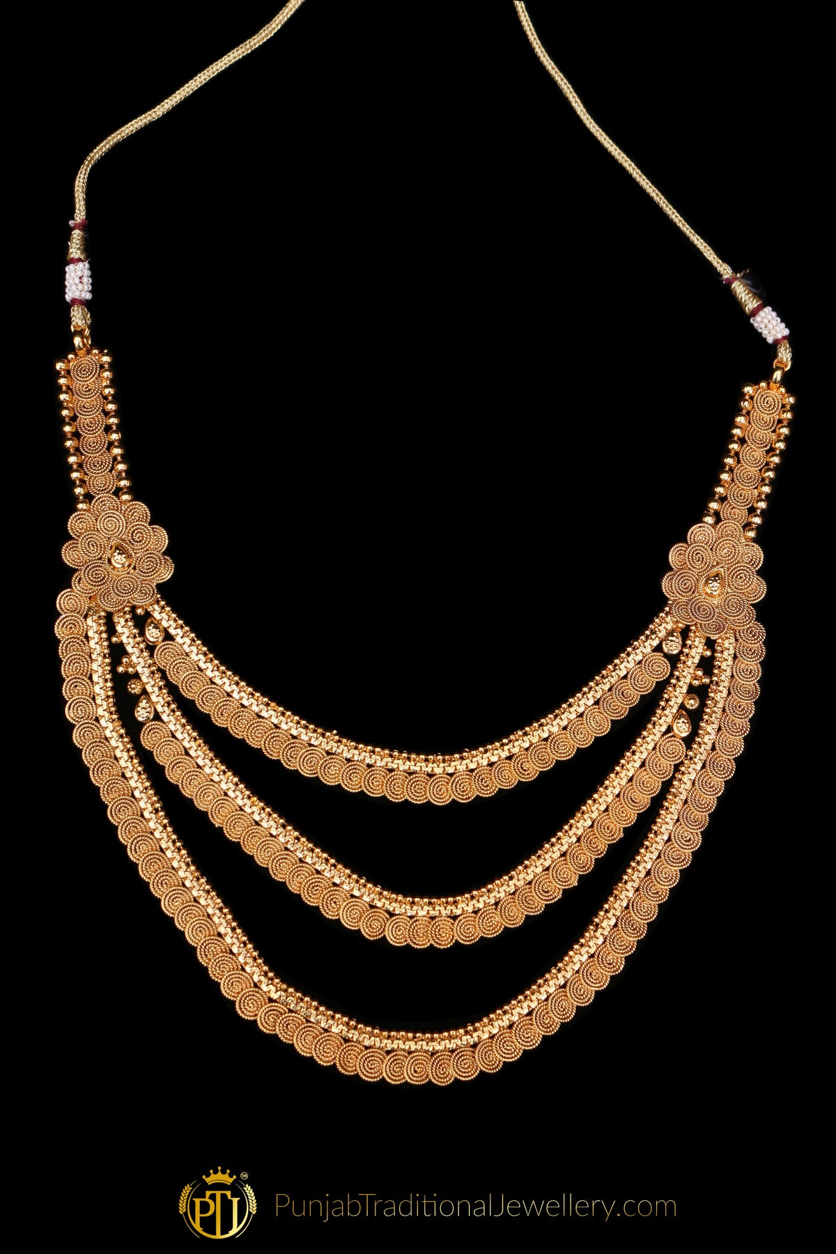 Antique Gold Necklace Set By Punjabi Traditional Jewellery