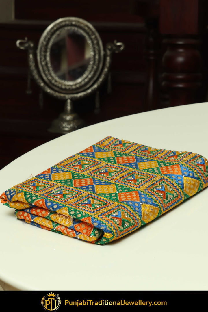 Multi Color Pure Phulkari Dupatta By Punjabi Traditional Jewellery