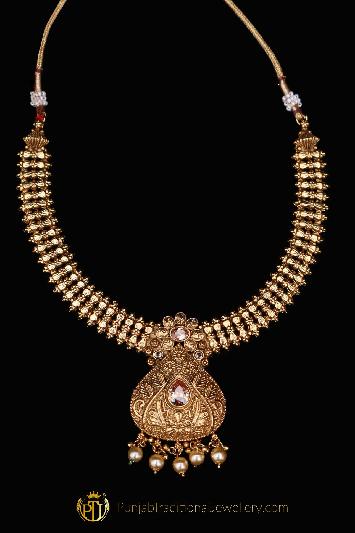 Antique Gold Necklace Set By Punjabi Traditional Jewellery