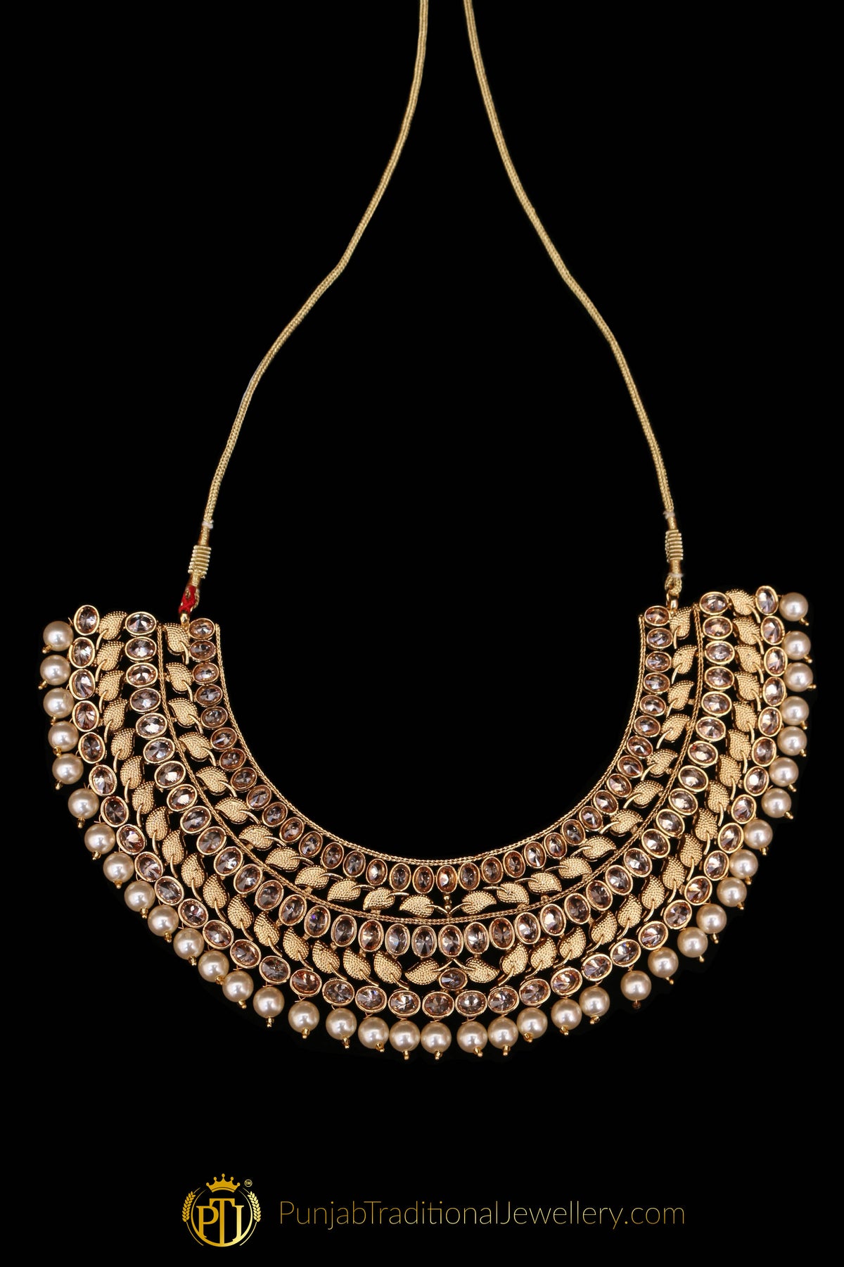 Choker Antique Gold Necklace Set By Punjabi Traditional Jewellery
