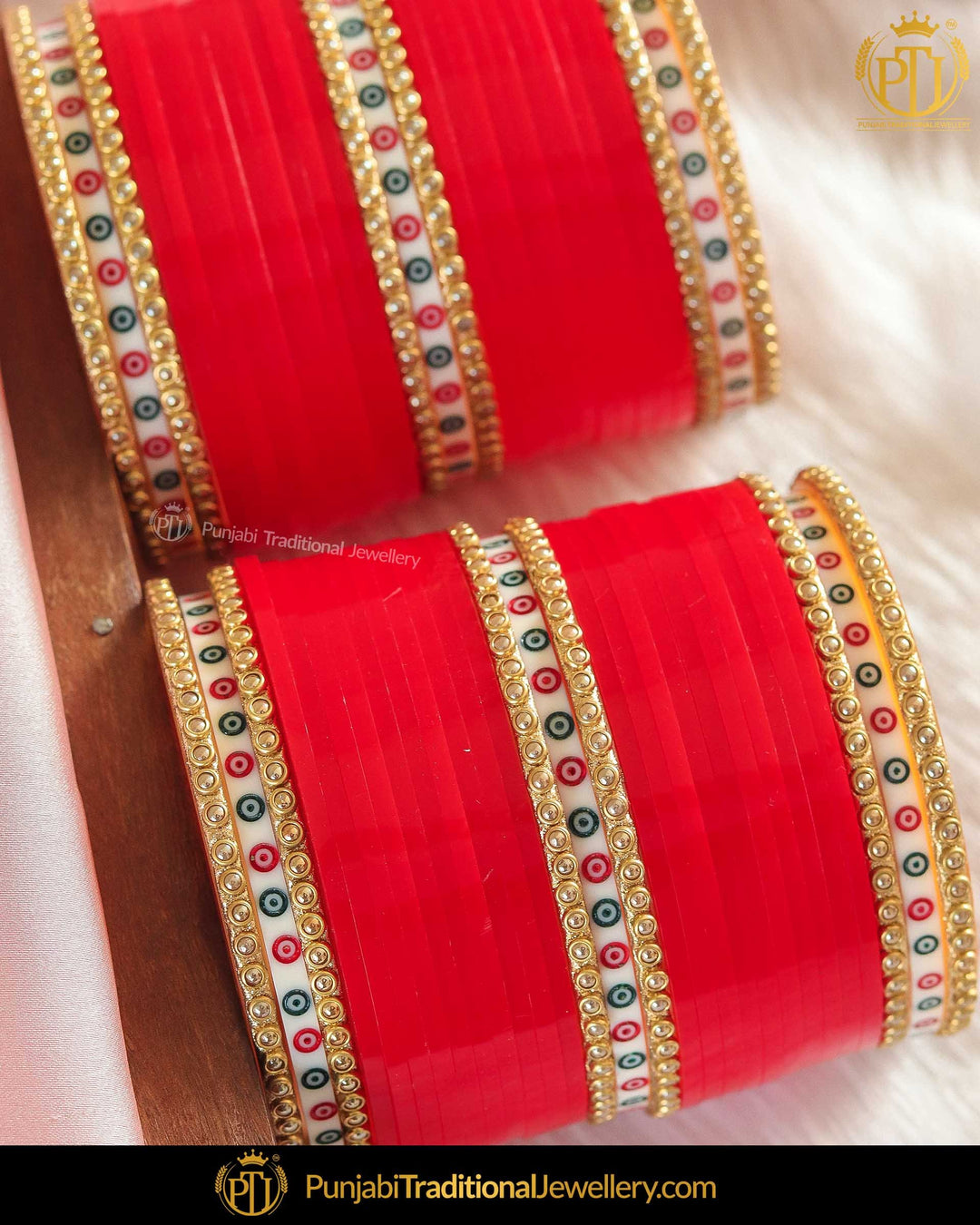 Dotted pearl red bridal chura | Punjabi Traditional Jewellery Exclusive