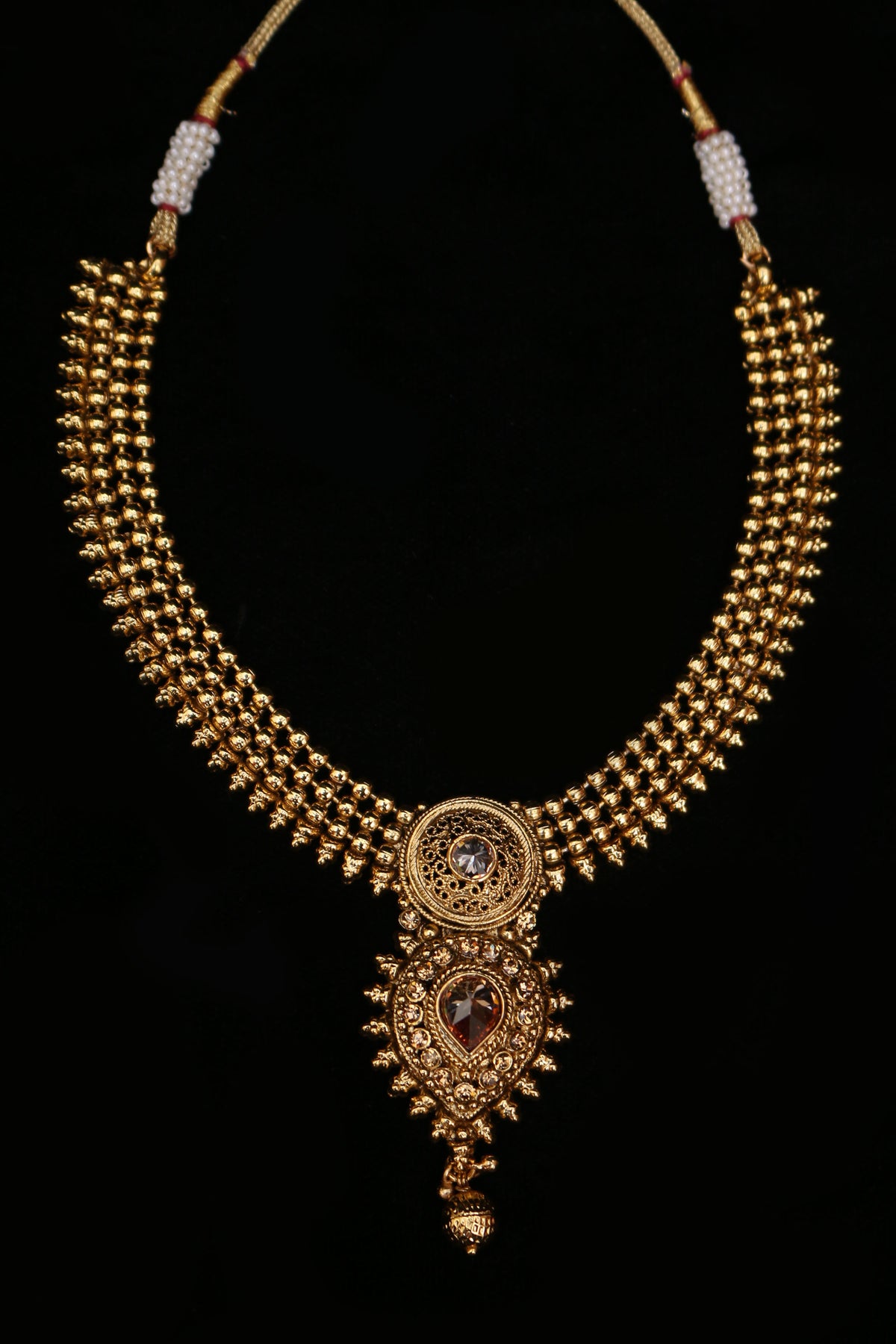 Paradise Antique Gold Polki Necklace Set By Punjabi Traditional Jewellery
