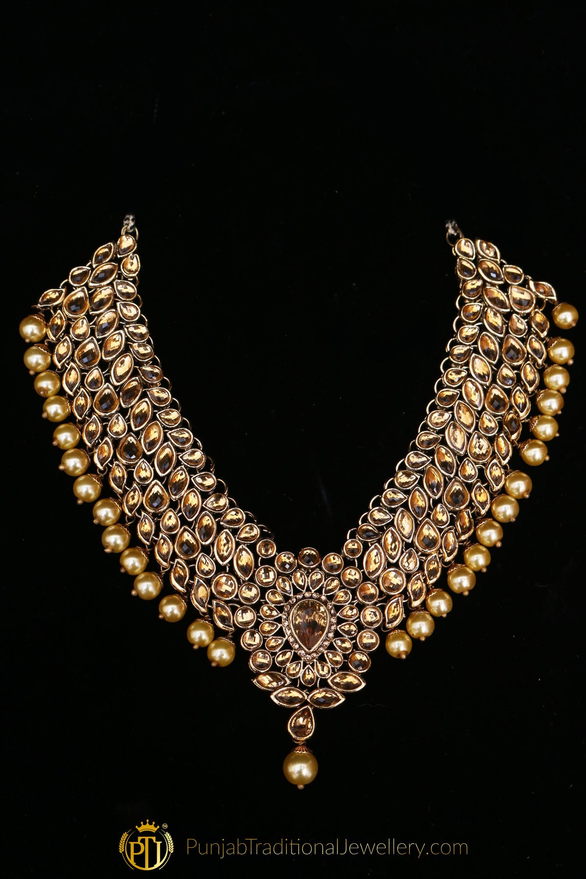 Kundan Pearl Necklace Set By Punjabi Traditional Jewellery