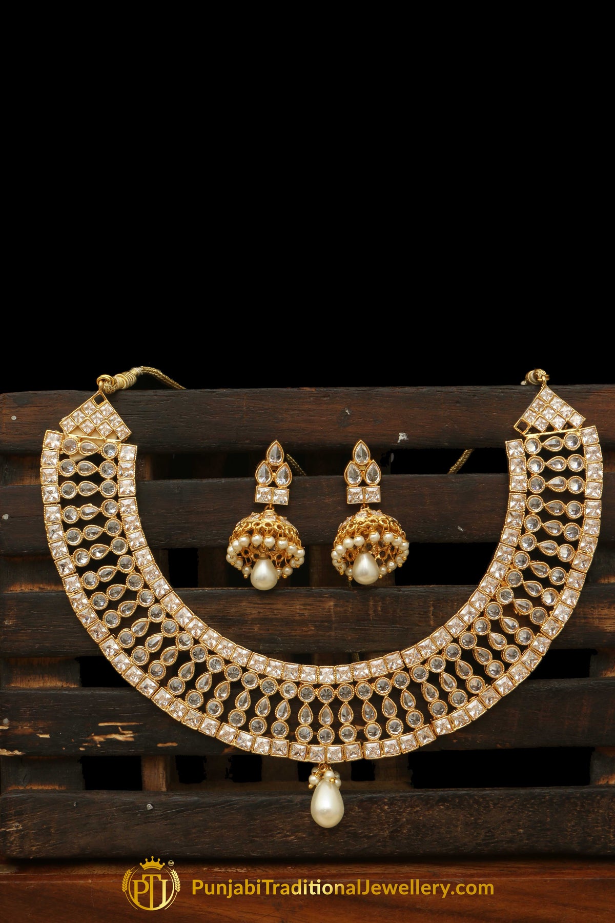 Polki Pearl Necklace Set By Punjabi Taditional Jewellery