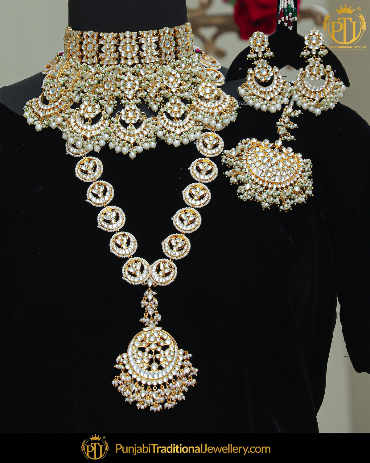 Gold Finished Kundan long & Choker Bridal Necklace | Punjabi Traditional Jewellery Exclusive