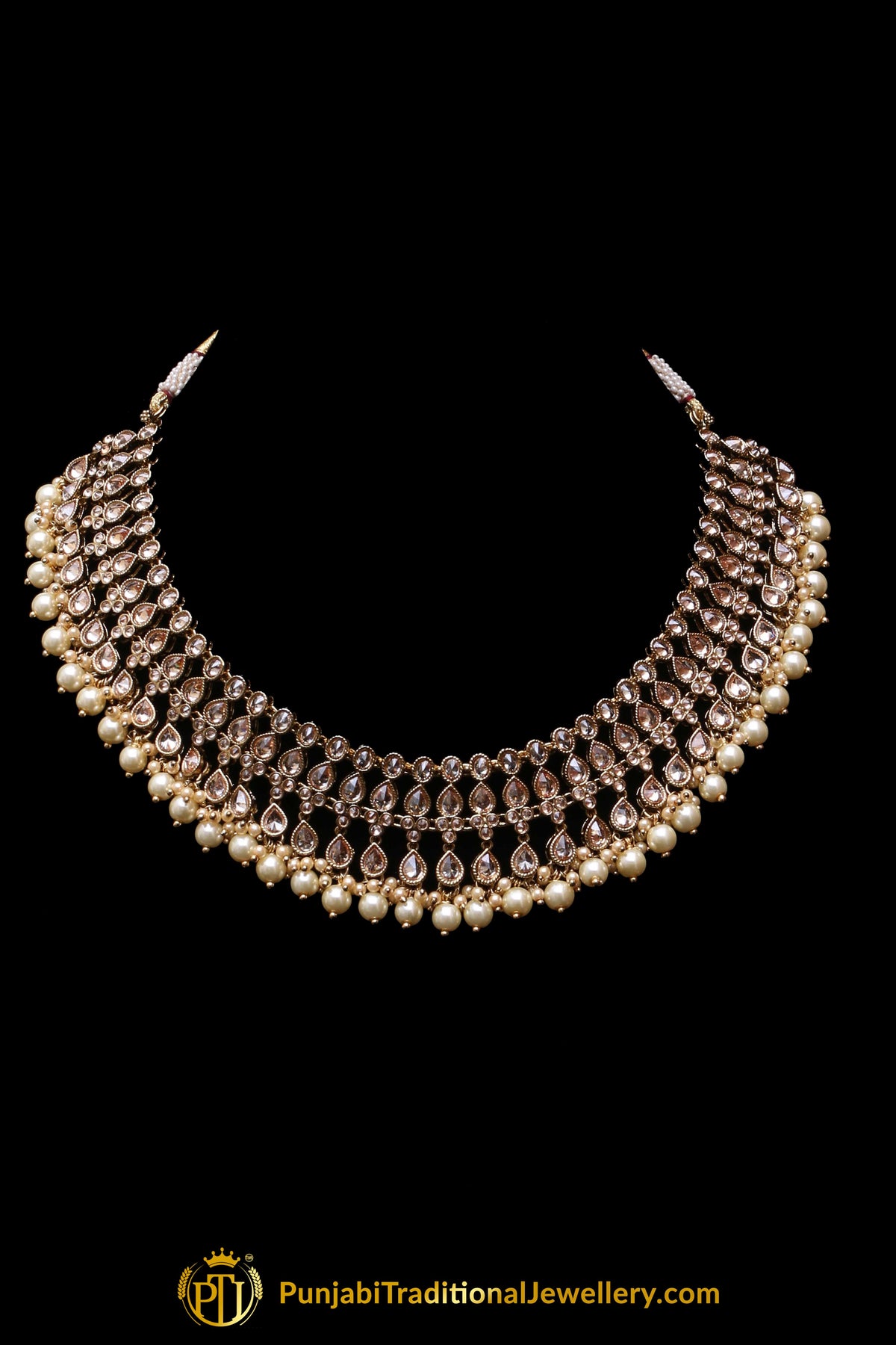 Champagne Stone Necklace Set By Punjabi Traditional Jewellery