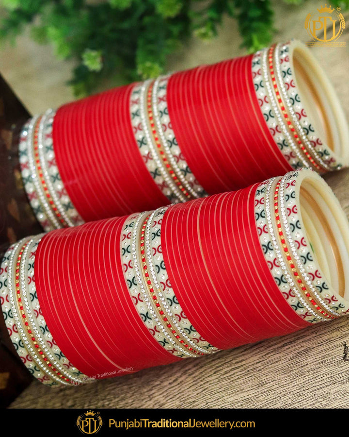 Dotted Red Bridal Chura | Punjabi Traditional Jewellery Exclusive