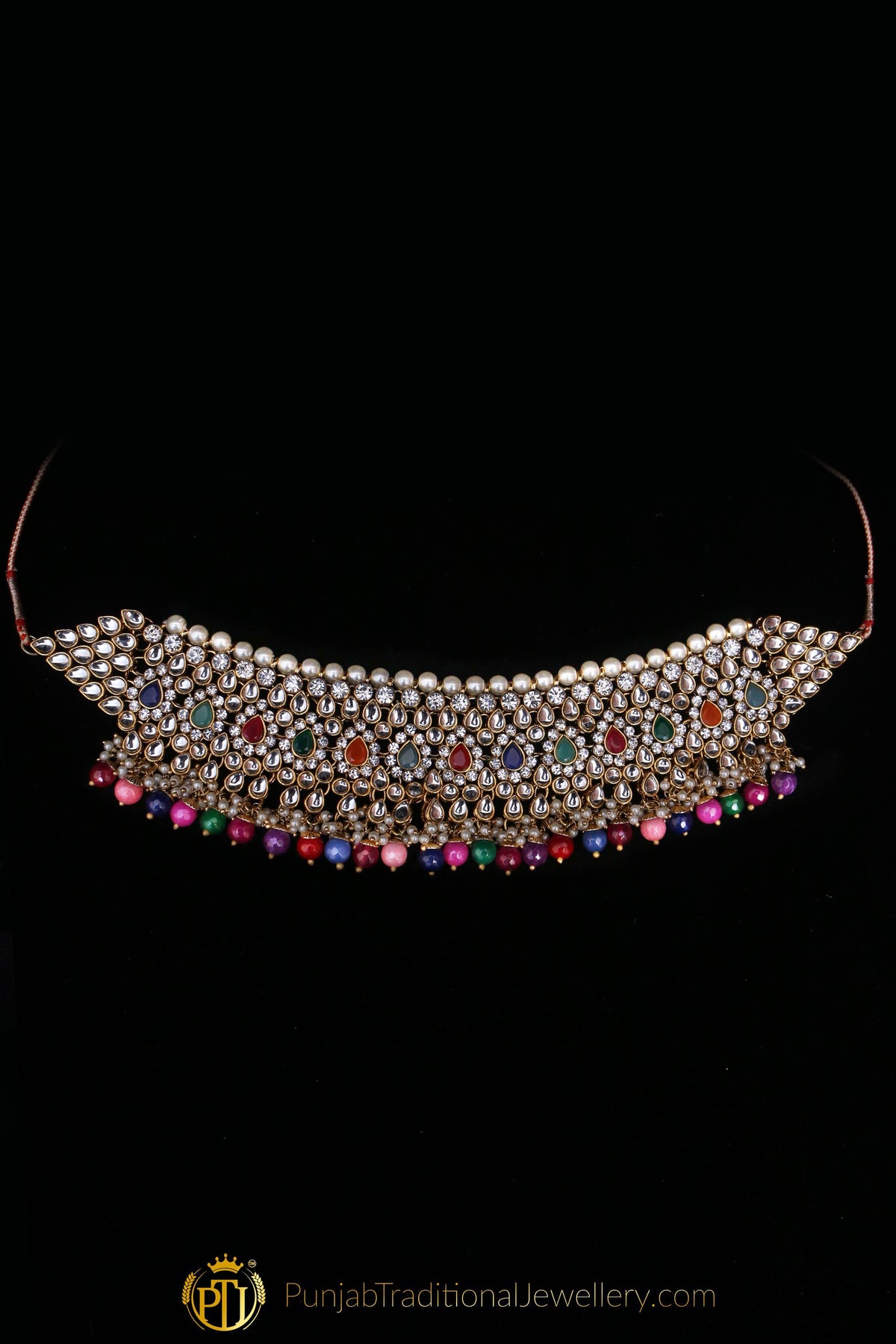 Multi Pearl Kundan Necklace Set By Punjabi Traditional Jewellery