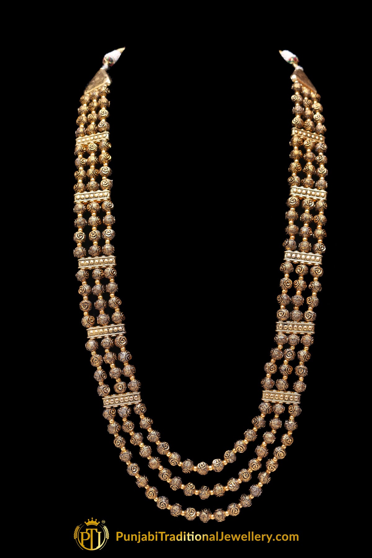 Golden Antique Gold Necklace Set By Punjabi Traditional Jewellery