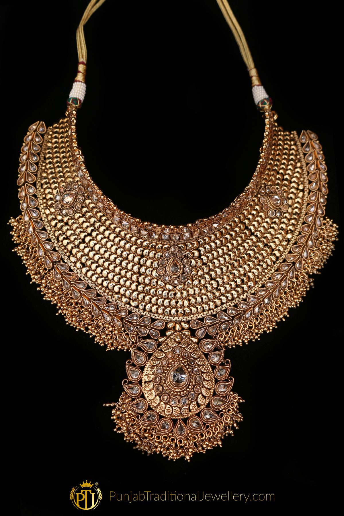.Gold Plated Polki Choker Necklace Set By Punjabi Traditional Jewellery