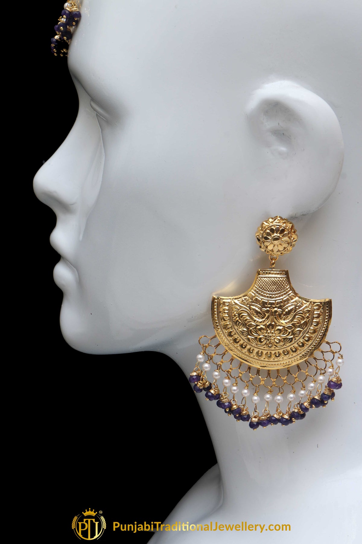 Blue Earring Tikka Set By Punjabi Traditional Jewellery