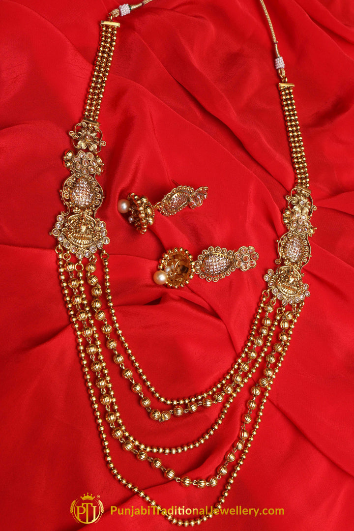 Golden Jodha Necklace Set By Punjabi Traditional Jewellery