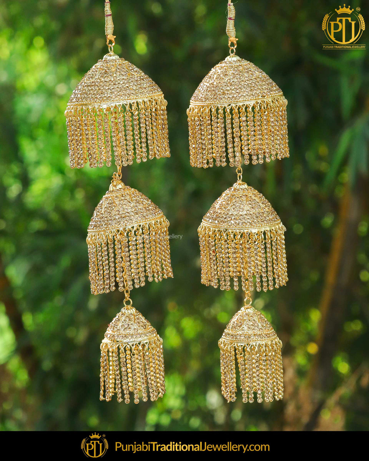 Gold Finished Champagne Stone Pearl Bridal Kalira | Punjabi Traditional Jewellery Exclusive