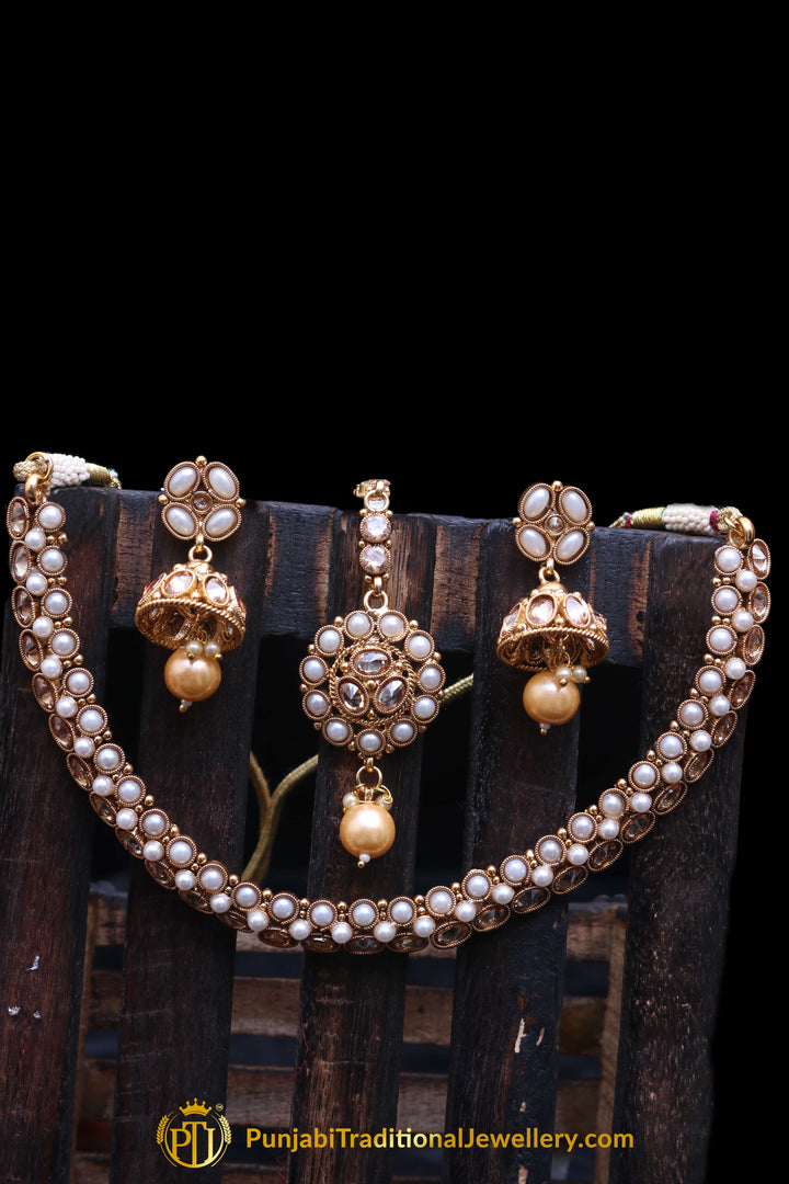 White Necklace Set By Punjabi Traditional Jewellery