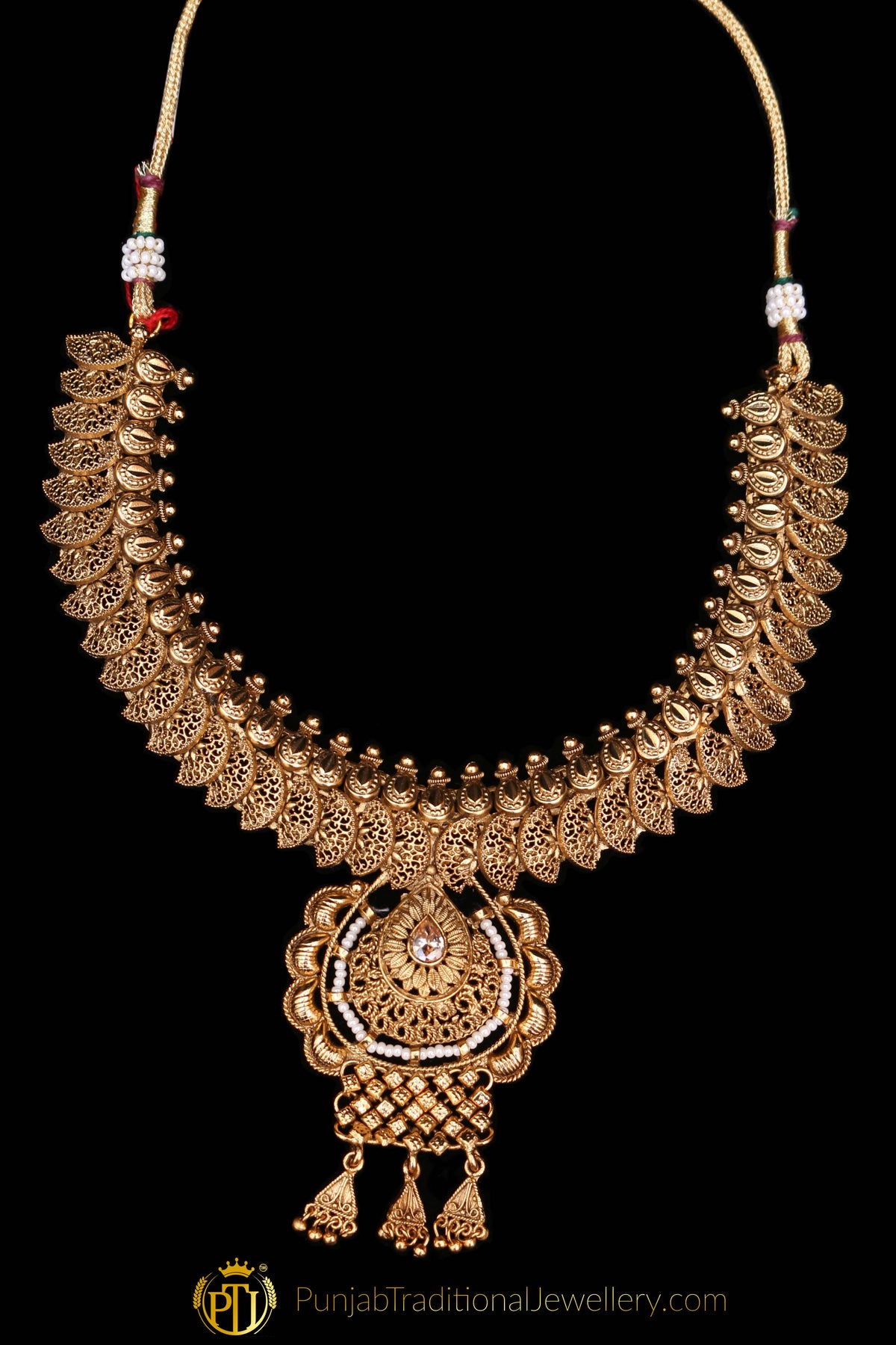 Antique Gold Necklace Set By Punjabi Traditional Jewellery
