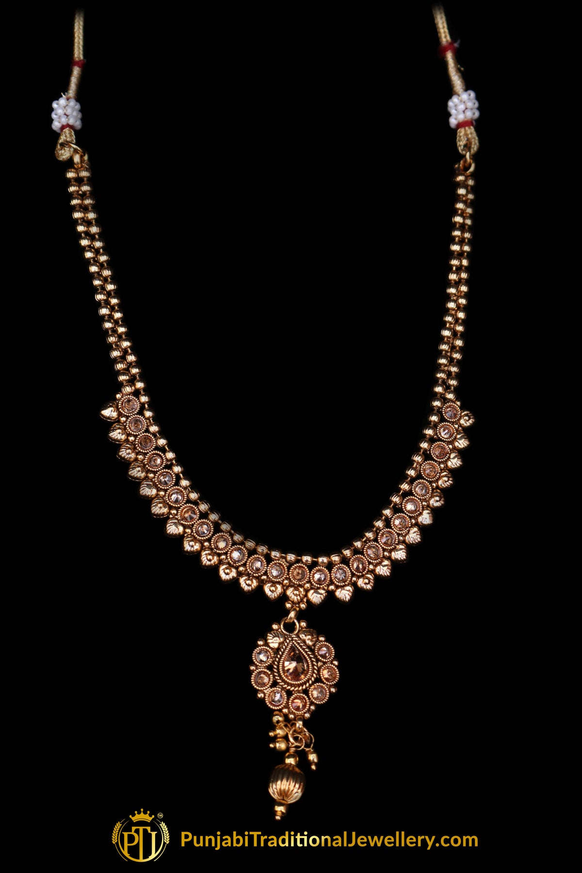 Antique Gold Polki Necklace Set By Punjabi Traditional Jewellery