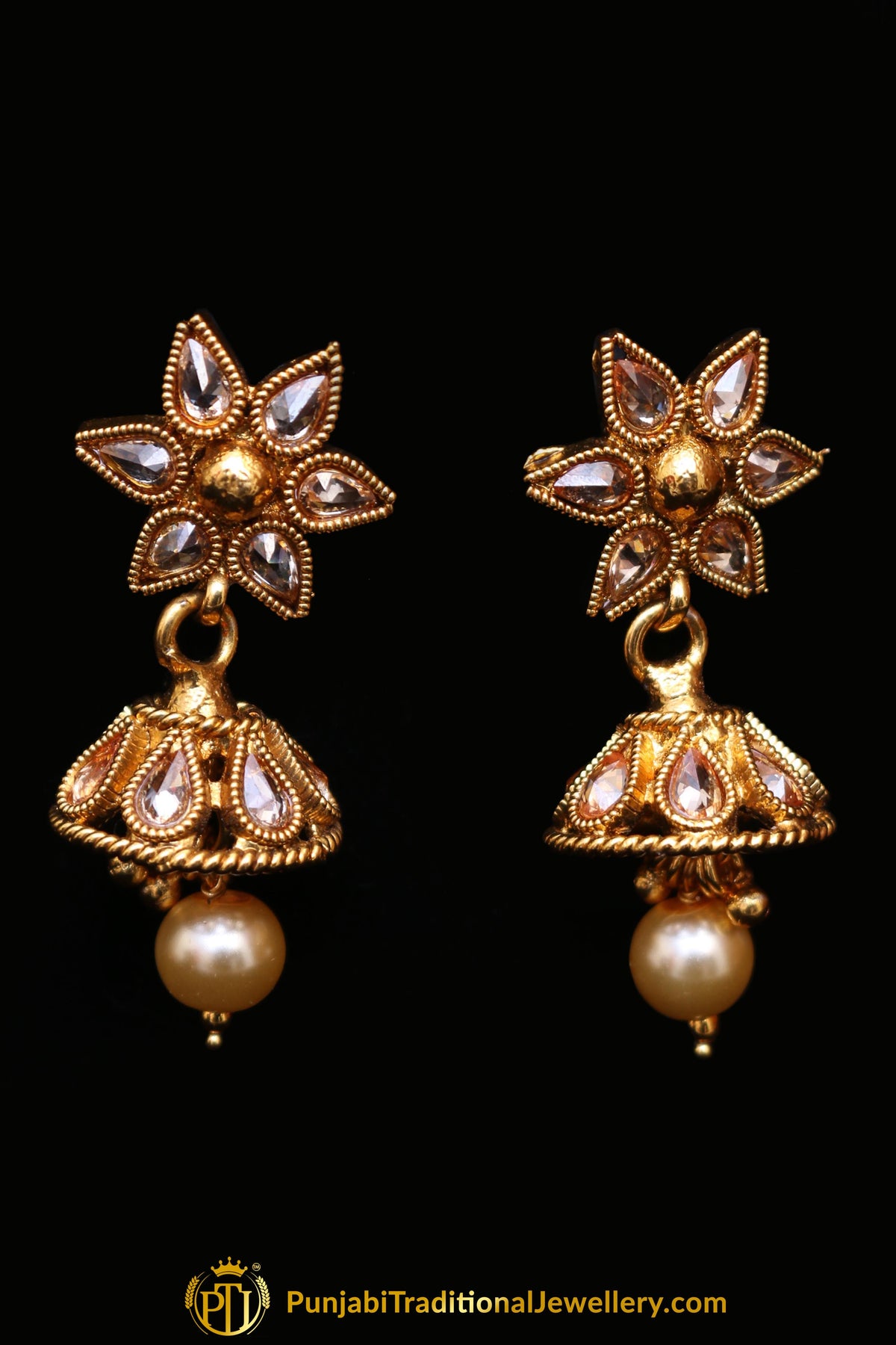 Champagne Stone Necklace Set By Punjabi Traditional Jewellery