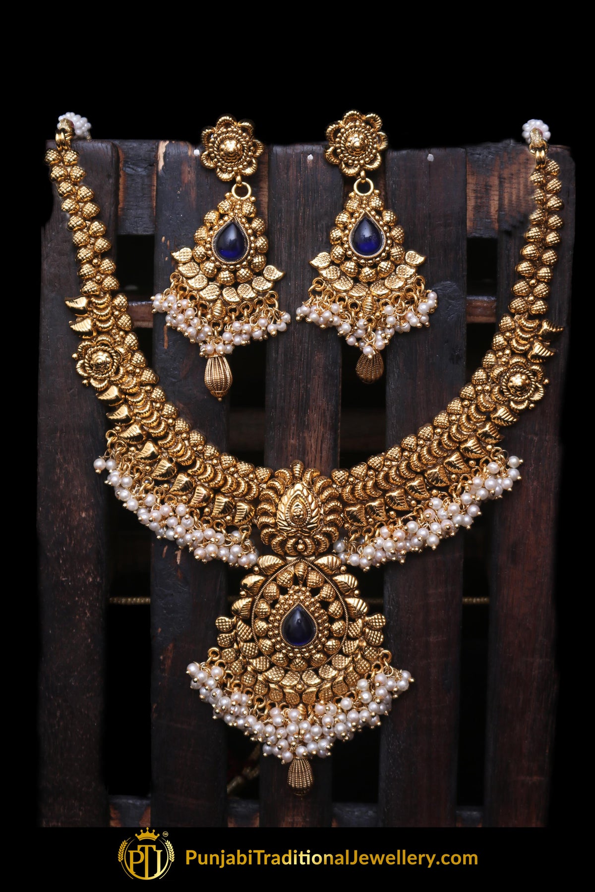 Antique Gold Necklace Set By Punjabi Traditional Jewellery