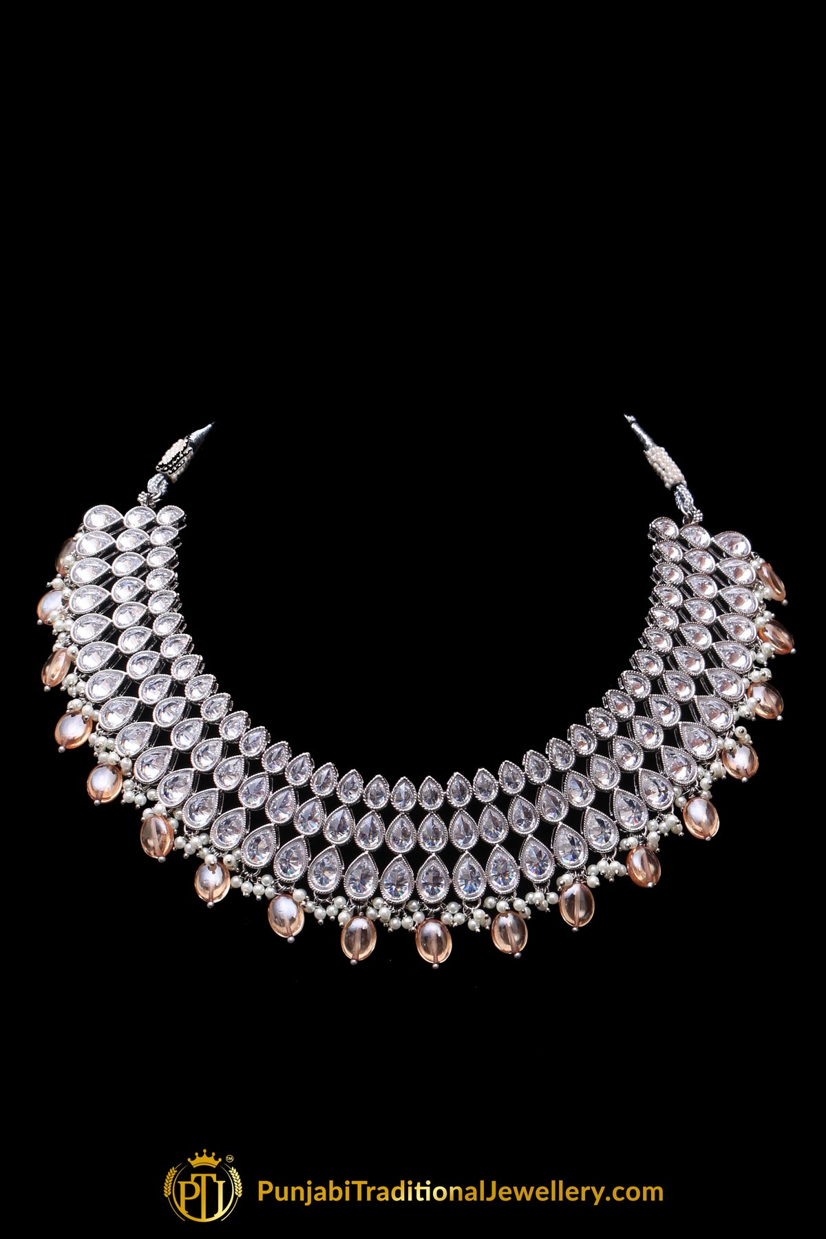 Copper Polki Necklace Set By Punjabi Traditional Jewellery