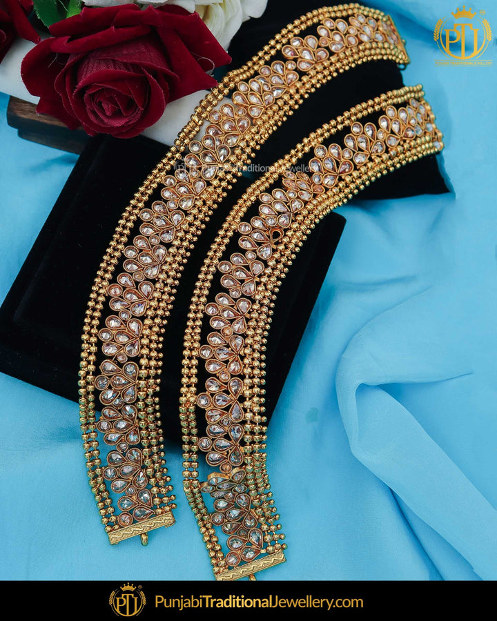 Gold Finished Champagne Stone Payal | Punjabi Traditional Jewellery Exclusive
