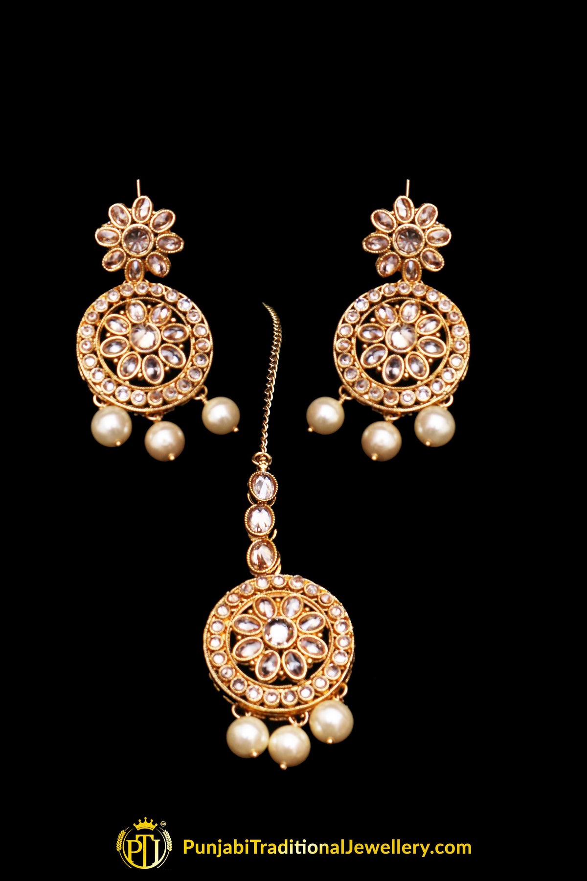 Champagne Stone Necklace Set By Punjabi Traditional Jewellery