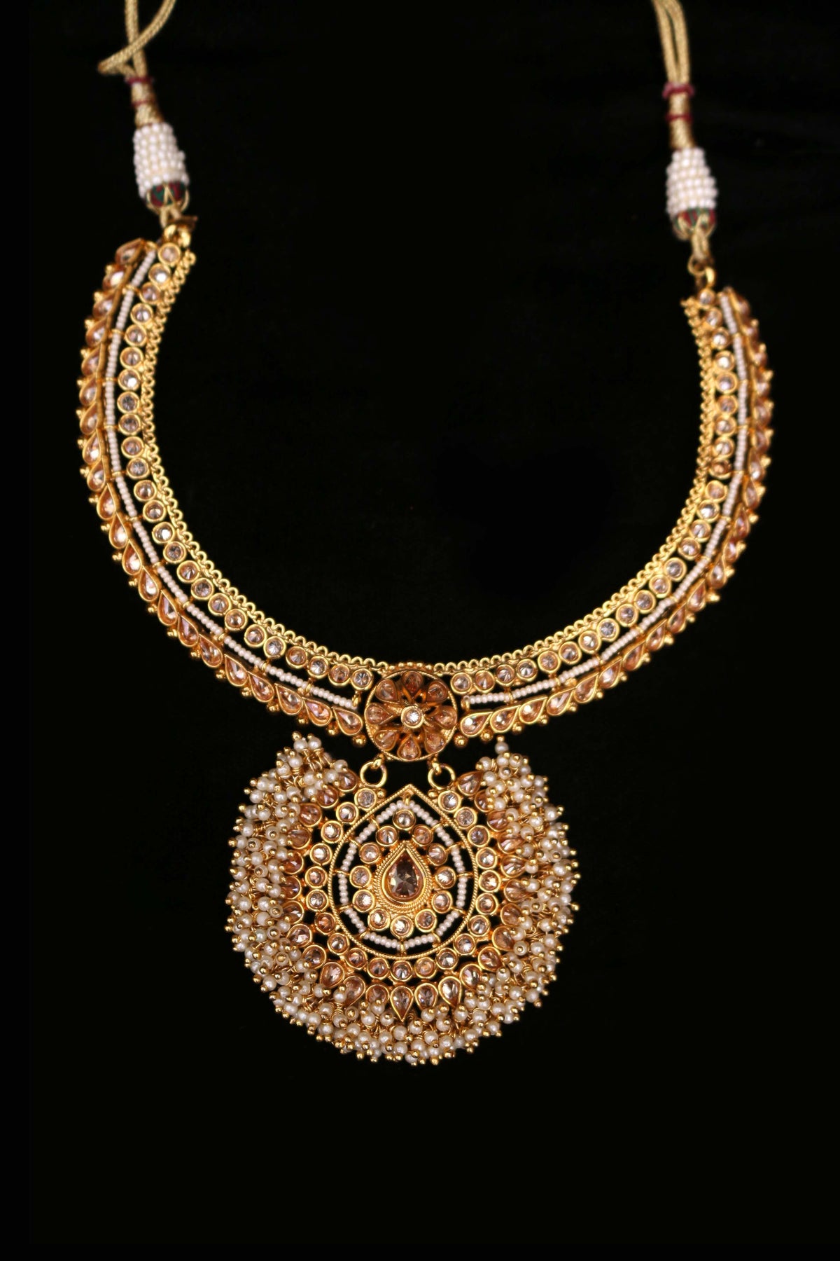 Maiman Pearl Polki Necklace Set By Punjabi Traditional Jewellery