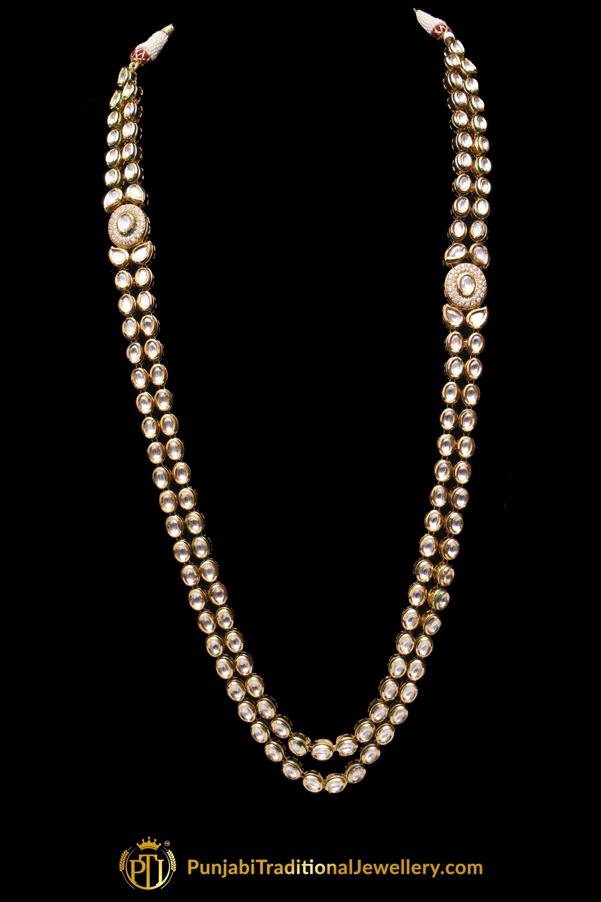 Double Stringed Kundan Long Necklace Set By Punjabi Traditional Jewellery