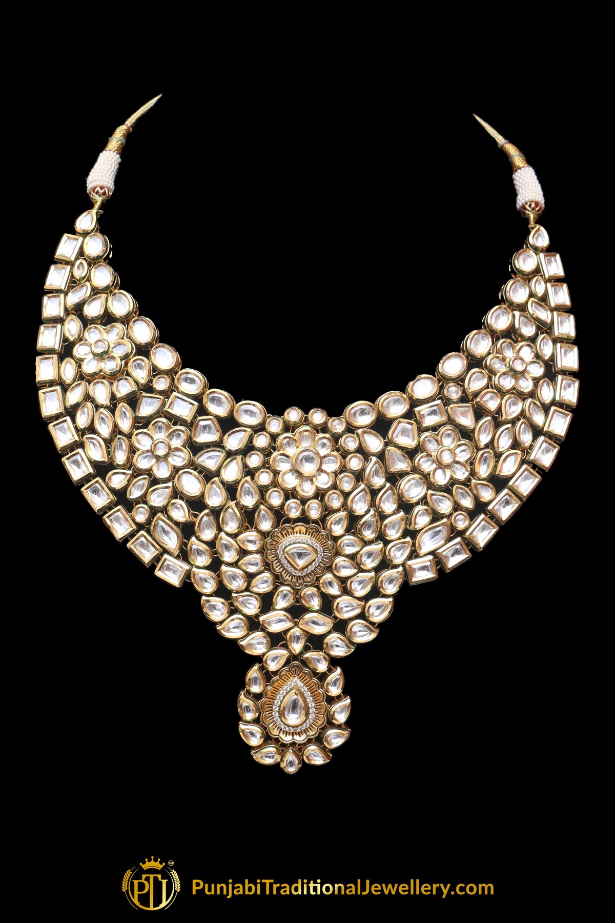 Gold Plated With Kundan Necklace Set By Punjabi Traditional Jewellery