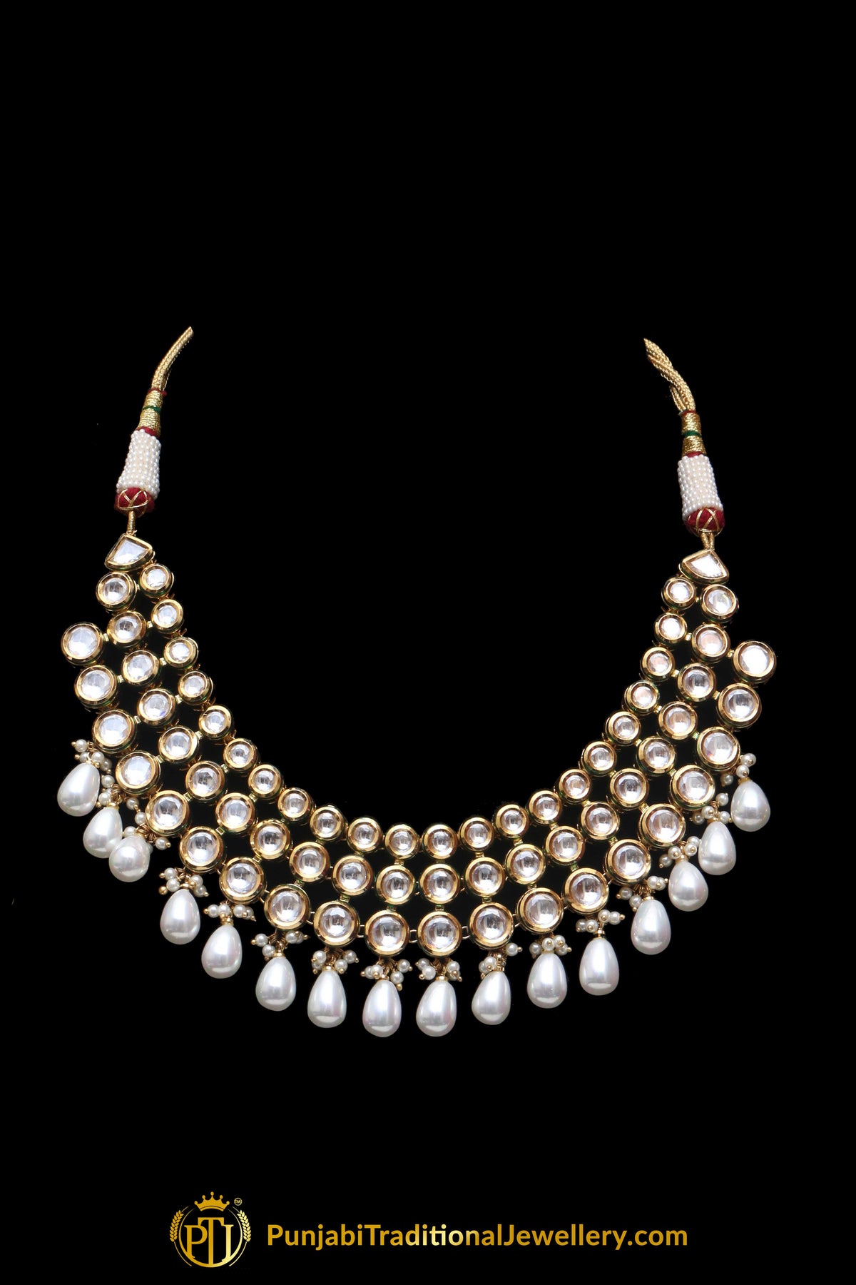Pearl With Kundan Necklace Set With Sahare Earrings By Punjabi Traditional Jewellery