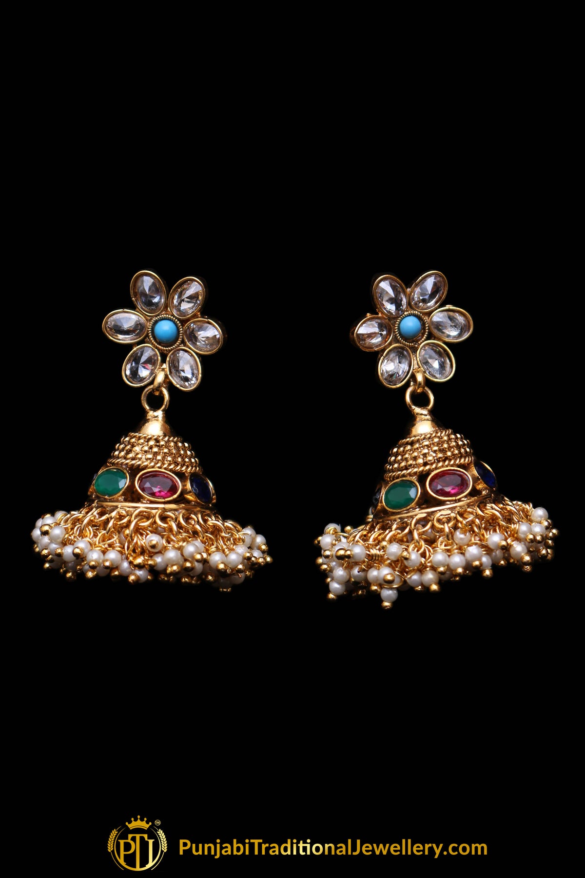 Multi Polki Nacklace Set By Punjabi Traditional Jewellery