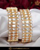 Gold Finished Kundan Openable Karra Bangles (Pair)| Punjabi Traditional Jewellery Exclusive