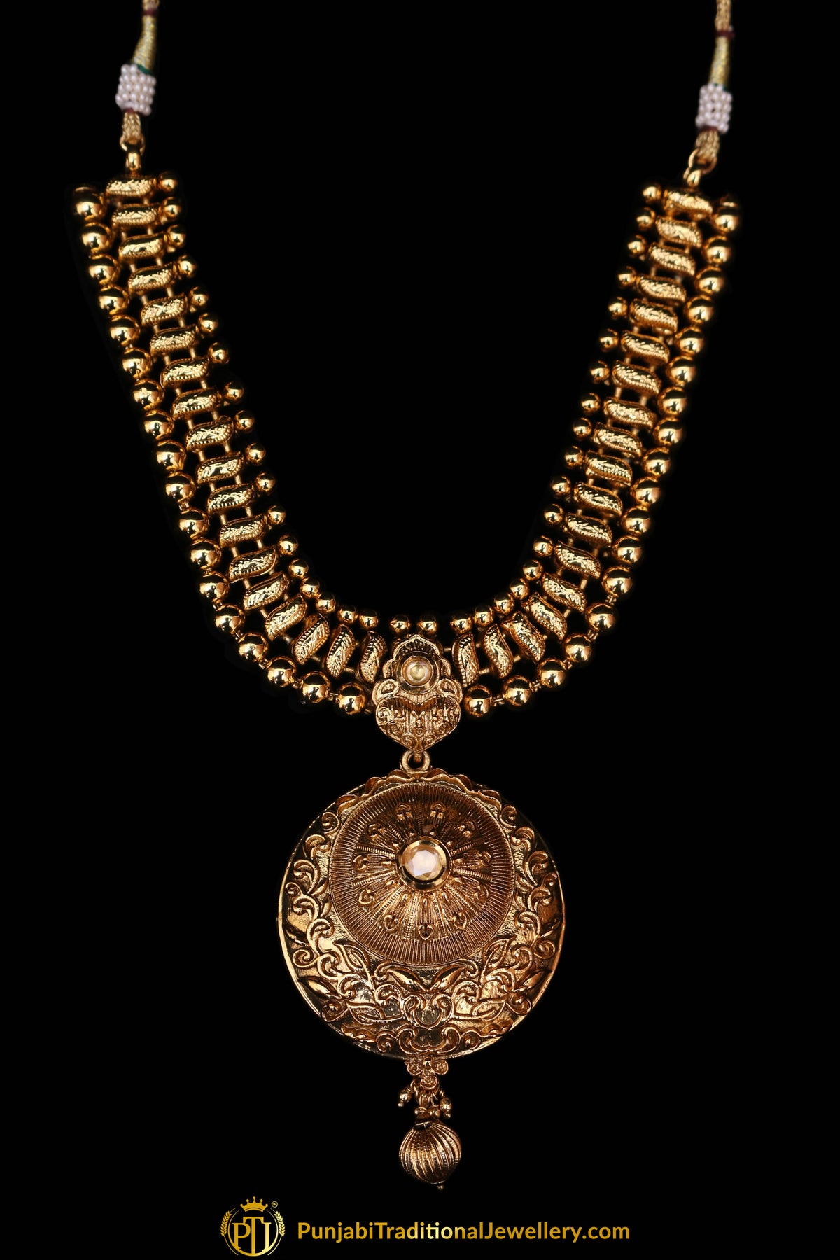 Lihaaz Antique Gold Necklace Set By Punjabi Traditional Jewellery