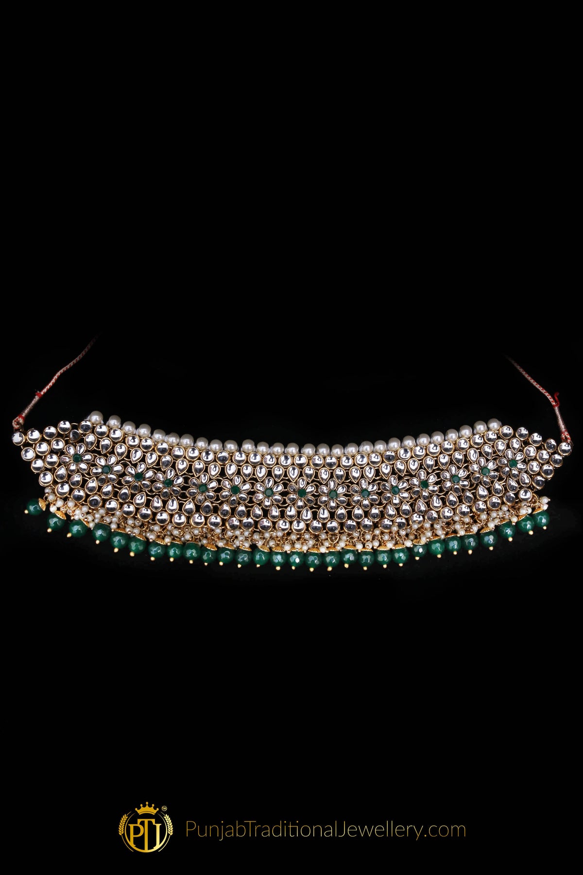 White Pearl Kundan Choker Necklace Set By Punjabi Traditional Jewellery