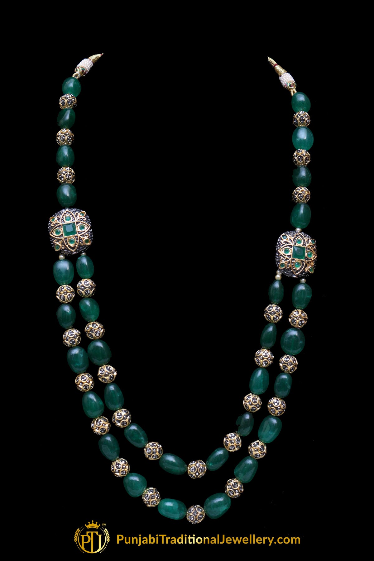 Green Mala Necklace Set By Punjabi Traditional Jewellery