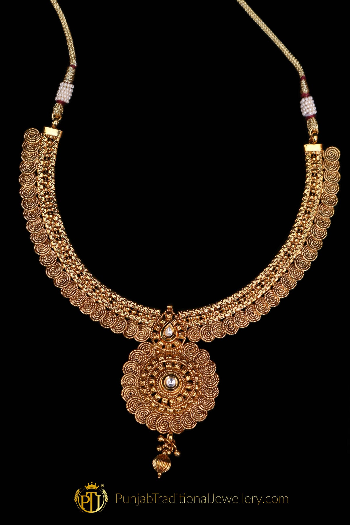 Antique Gold Necklace Set By Punjabi Traditional Jewellery