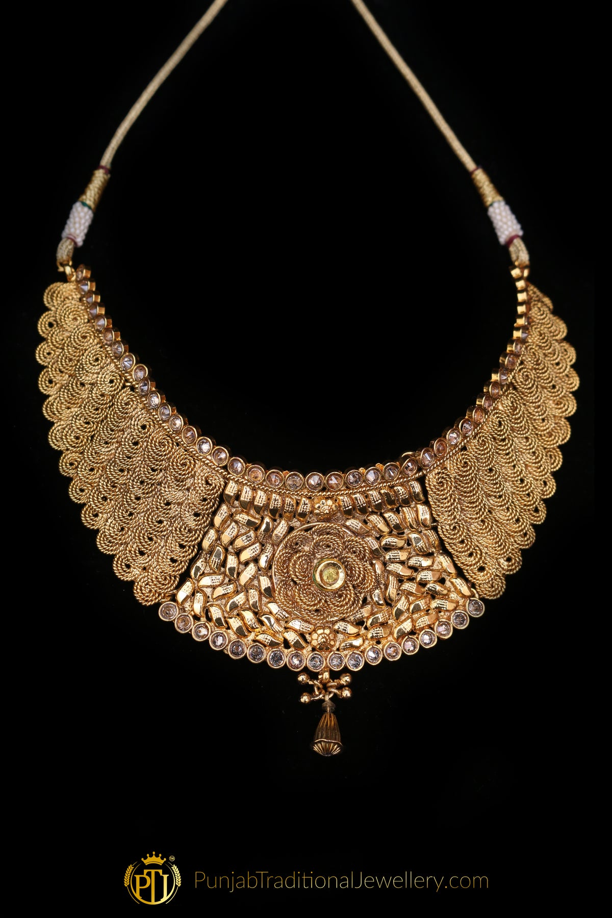 Golden Choker Antique Gold Necklace Set By Punjabi Traditional Jewellery