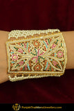 Gold Finished Navratan Jadau Bracelet | Punjabi Traditional Jewellery Exclusive