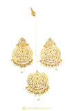Gold Finished Earrings & Tikka Set by PTJ