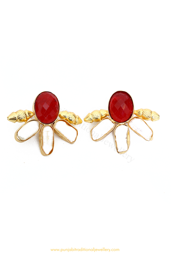 Gold Finished Rubby Studs By PTJ