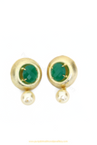 Gold Finished Emerald Studs By PTJ