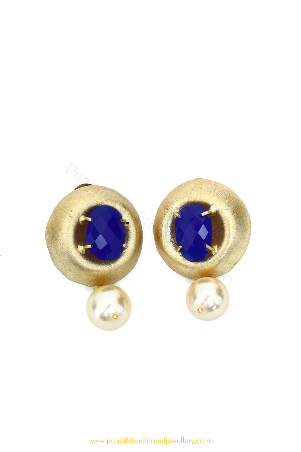 Gold Finished Blue Studs By PTJ