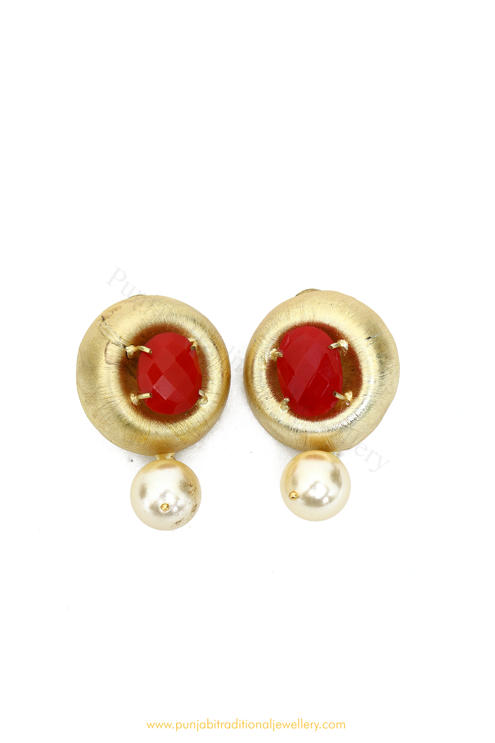 Gold Finished Red Studs By PTJ