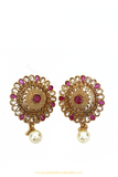 Antique Gold Finished Rubby Polki Studs By PTJ