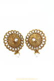 Antique Gold Finished Polki Studs By PTJ