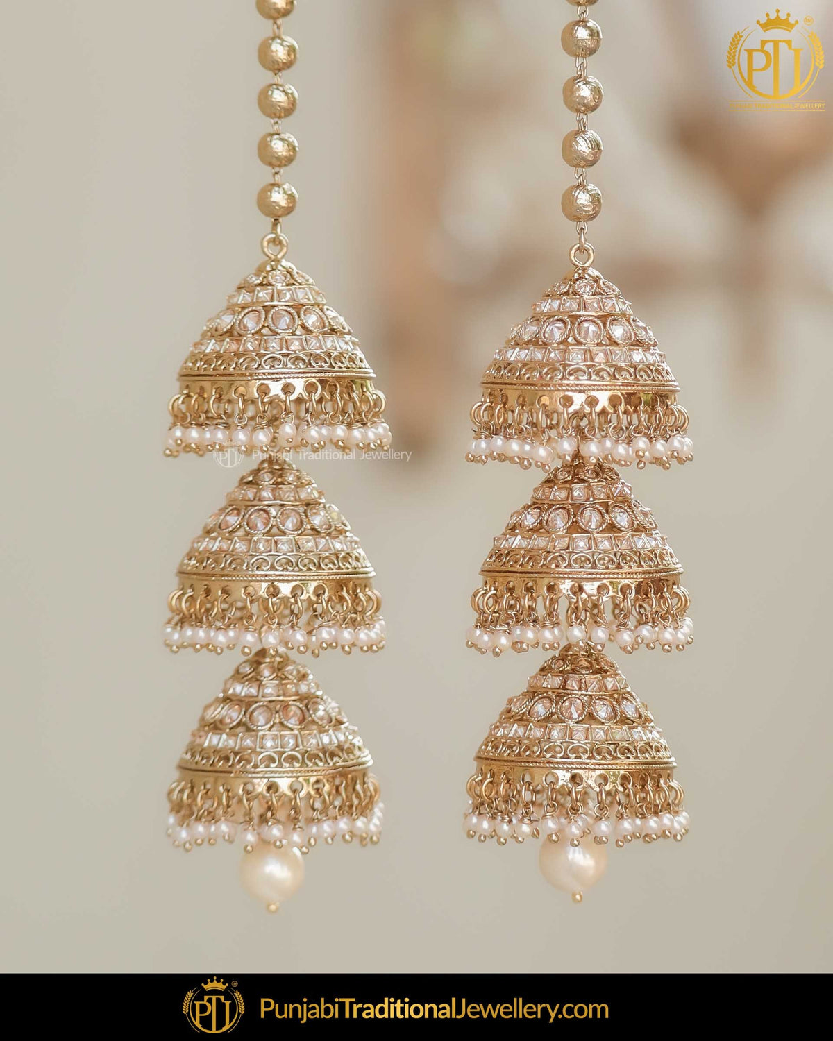 Gold Finished Champagne Stone Bridal Kalire | Punjabi Traditional Jewellery Exclusive