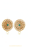 Antique Gold Finished Polki Studs By PTJ