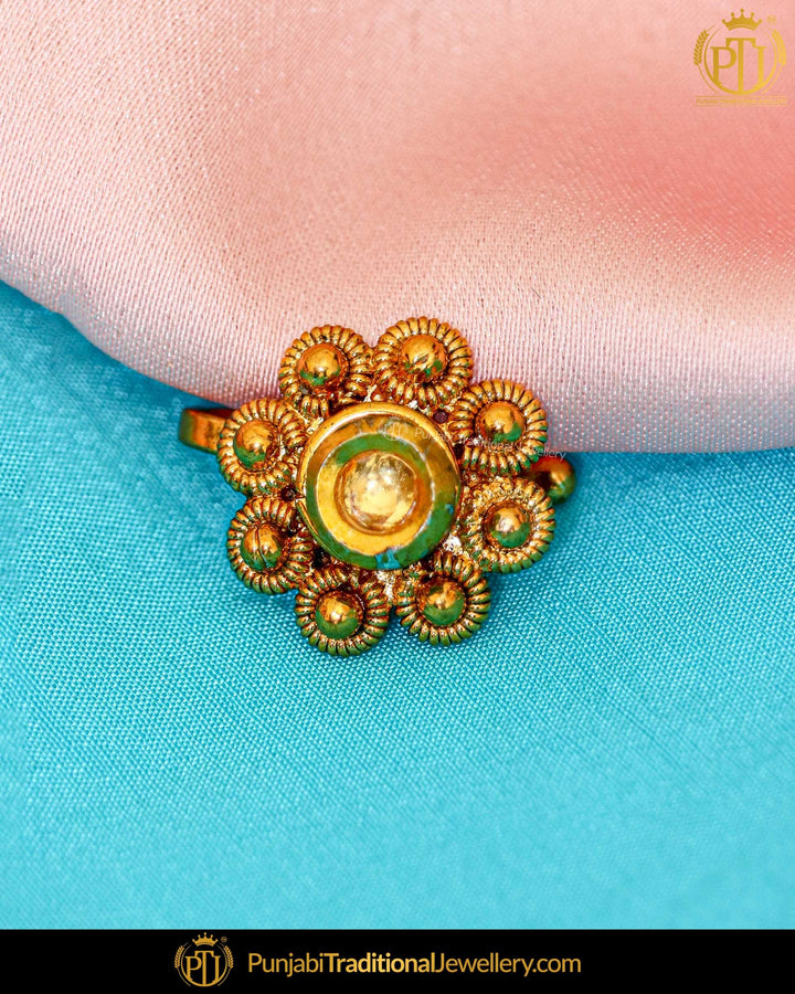 Antique Gold Finished Nose Pin | Punjabi Traditional Jewellery Exclusive