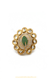 Gold Finished Kundan Ring By PTJ